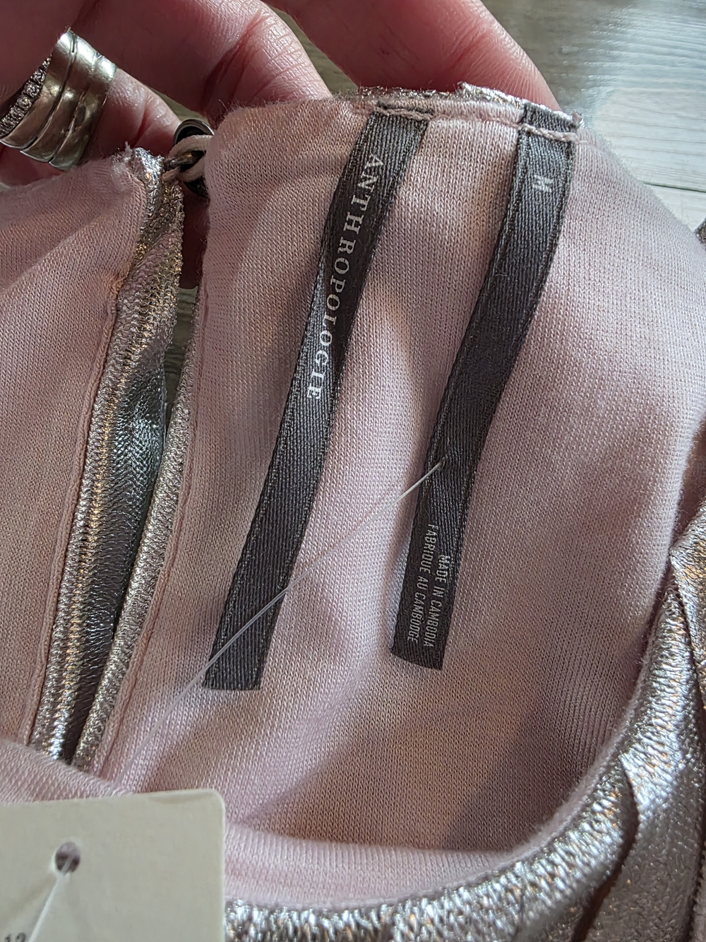 Anthropologie Pink Metallic Pleated Ruffle Blouse - Picture 7 of 10